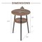Wood 2-Tier Round End Table Set of 2 with Open Shelf & Triangular Metal Frame-Walnut